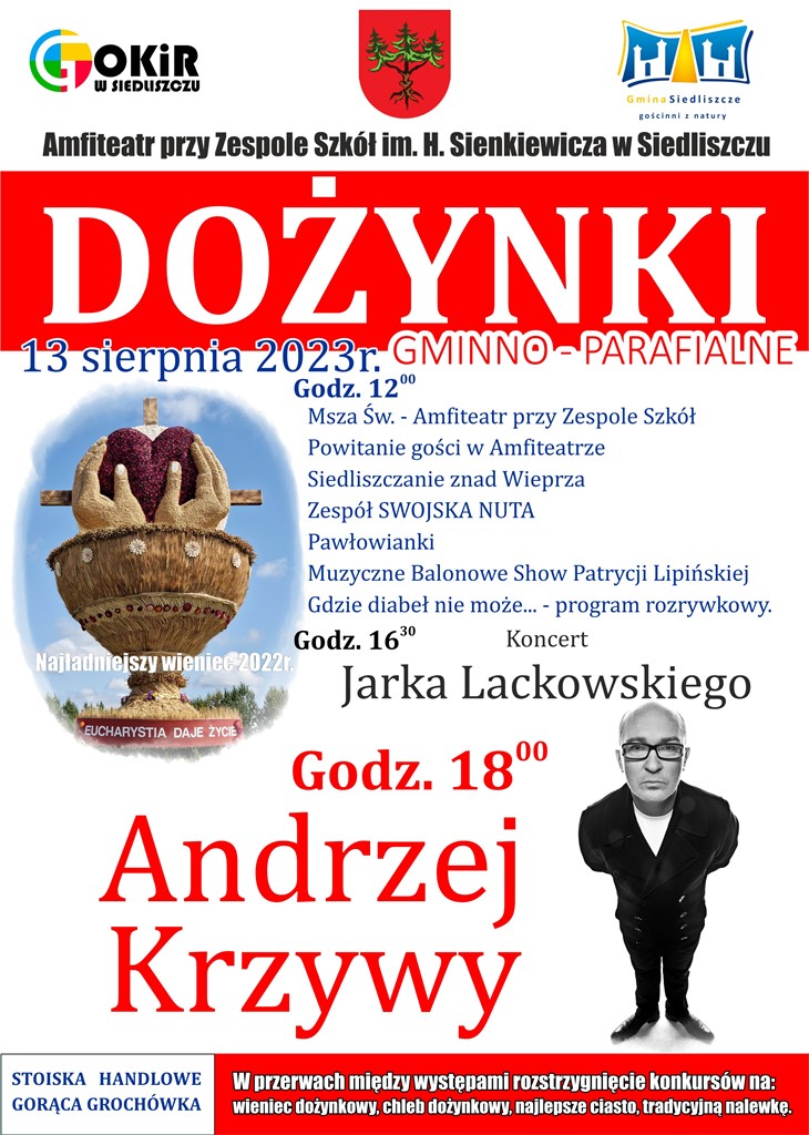 Plakat zapraszający na dożynki gminno-parafialne w Siedliszczu