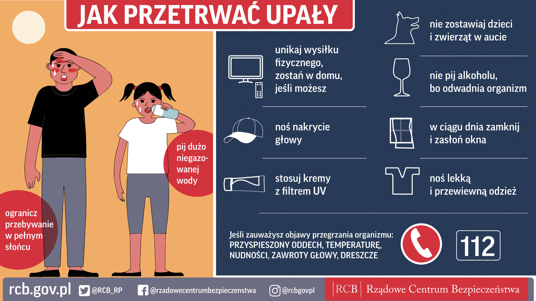 Zdjęcie poglądowe do artykułu: Jak przetrwać upał ( Zdjęcie - ulotka z informacjami jak przetrwać upał. Szczegółowe informacje w artykule.)