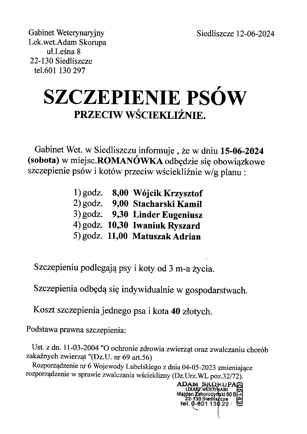 Szczepienie psów Romanówka1