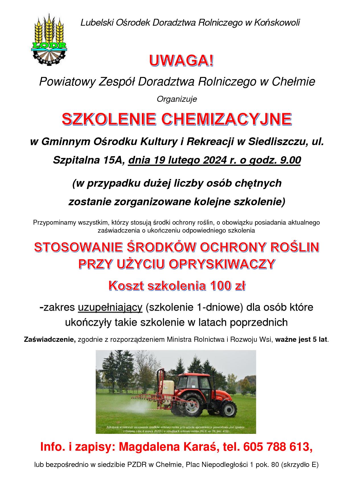 kurs chemizacyjny OGŁOSZENIE 2024. 1