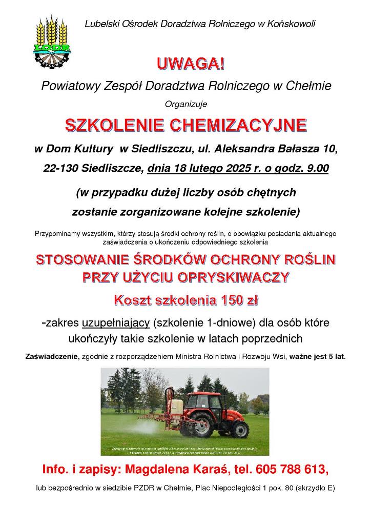 kurs chemizacyjny OGŁOSZENIE 2025 r 1
