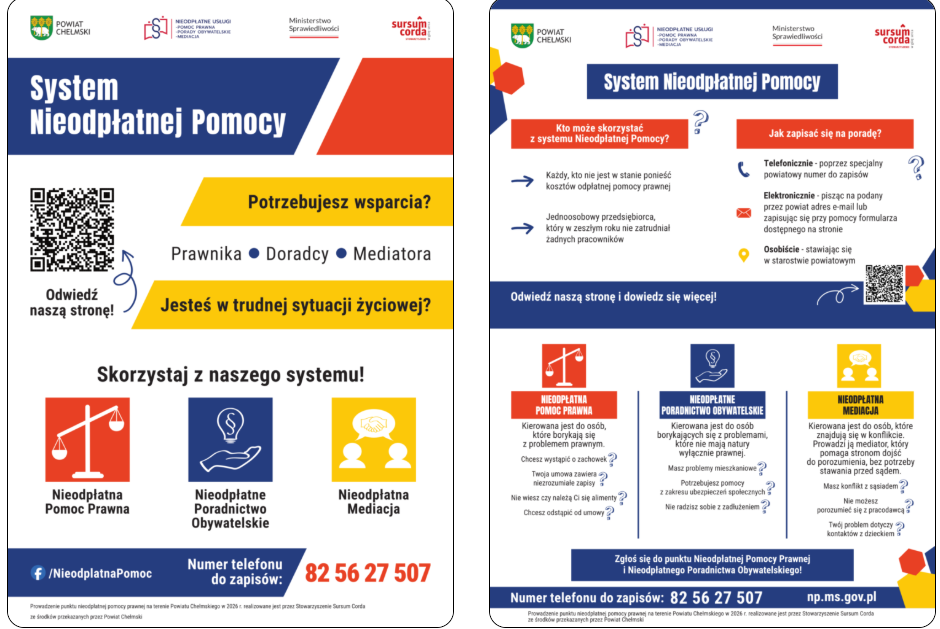 nieodpłatna pomoc plakat