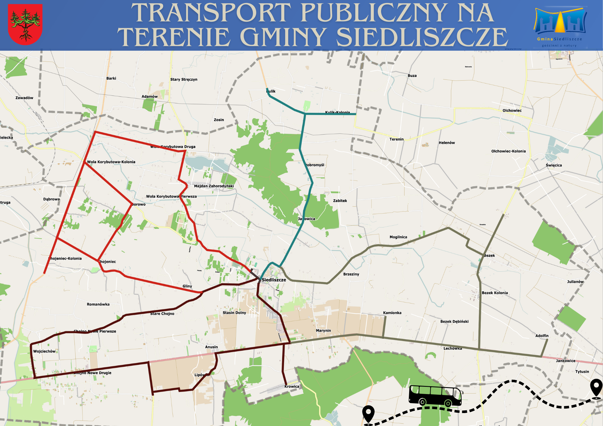 Mapa przebieg wszystkich tras